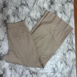 LOFT Poplin Wide Leg Pants Size 2 100% cotton tan cream high rise